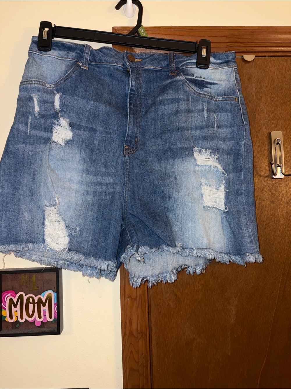Aphrodite Light Blue Distressed Denim Shorts